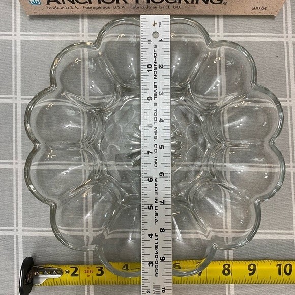 Vintage Anchor Hocking Deviled Egg Platter Relish Pickle Server Tray Glass - Picture 2 of 3